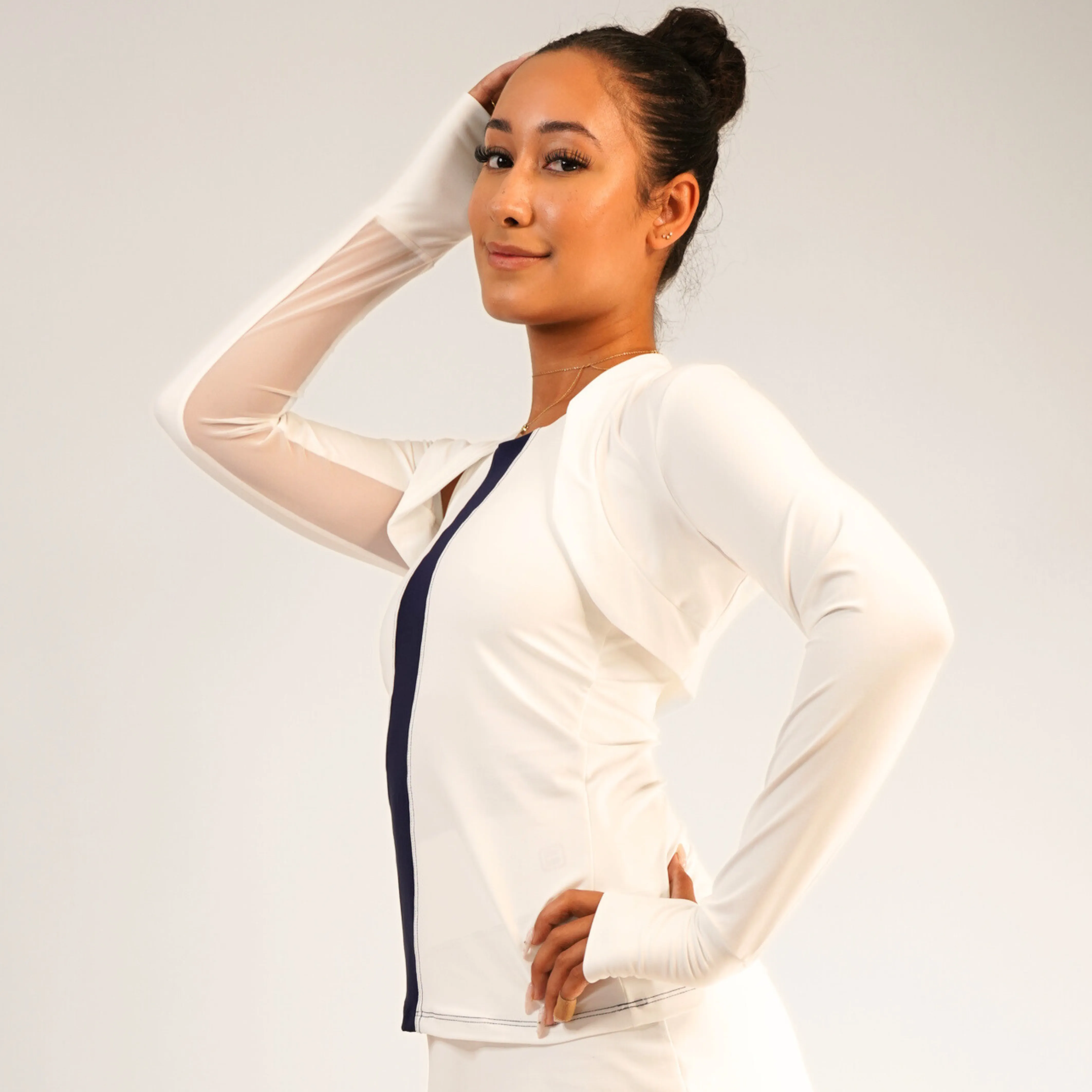 PROTECTIVE SUN SHRUG White w/ White Mesh