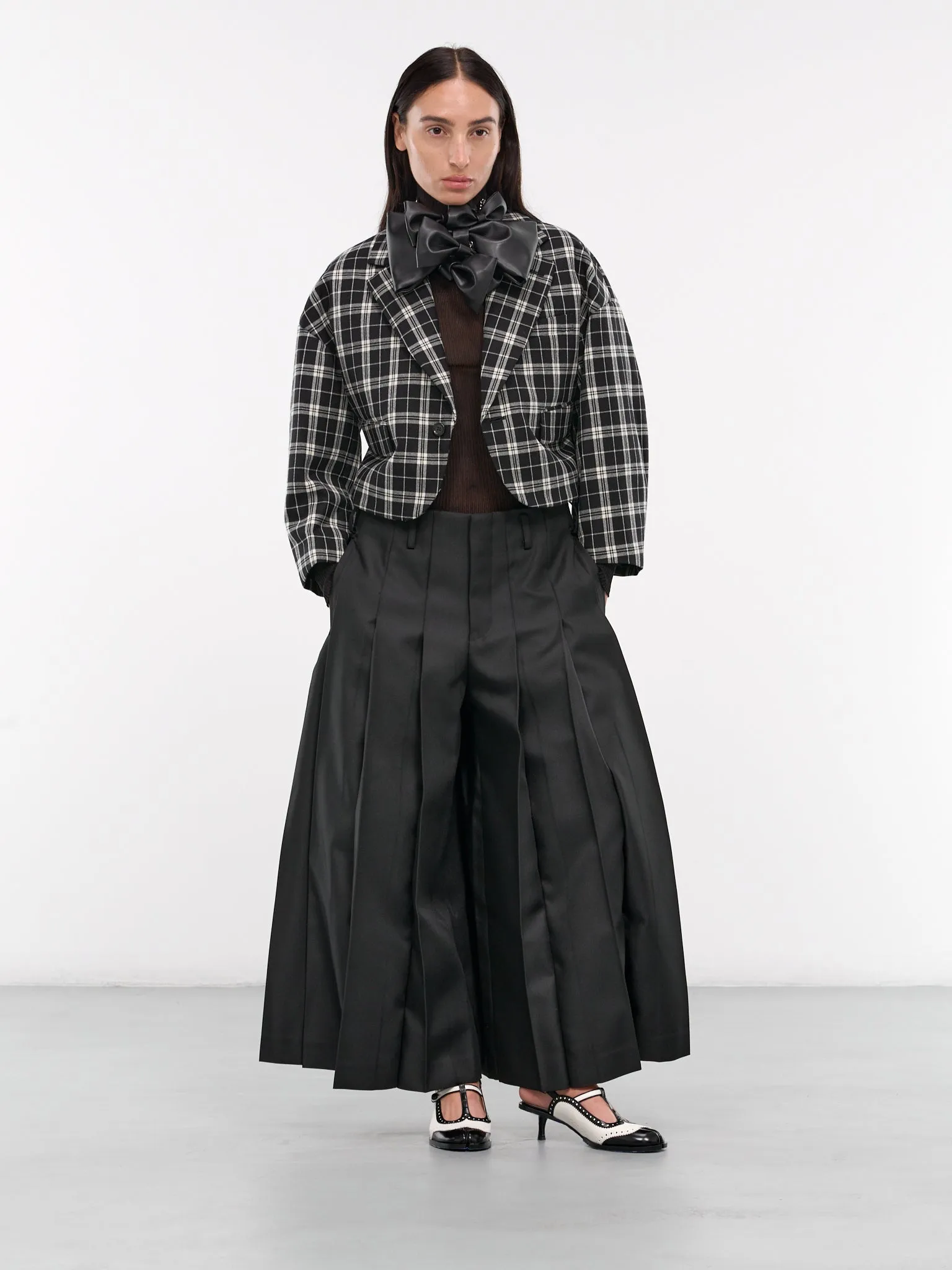 Ruched Plaid Blazer (3N-J005-051-PLAID)