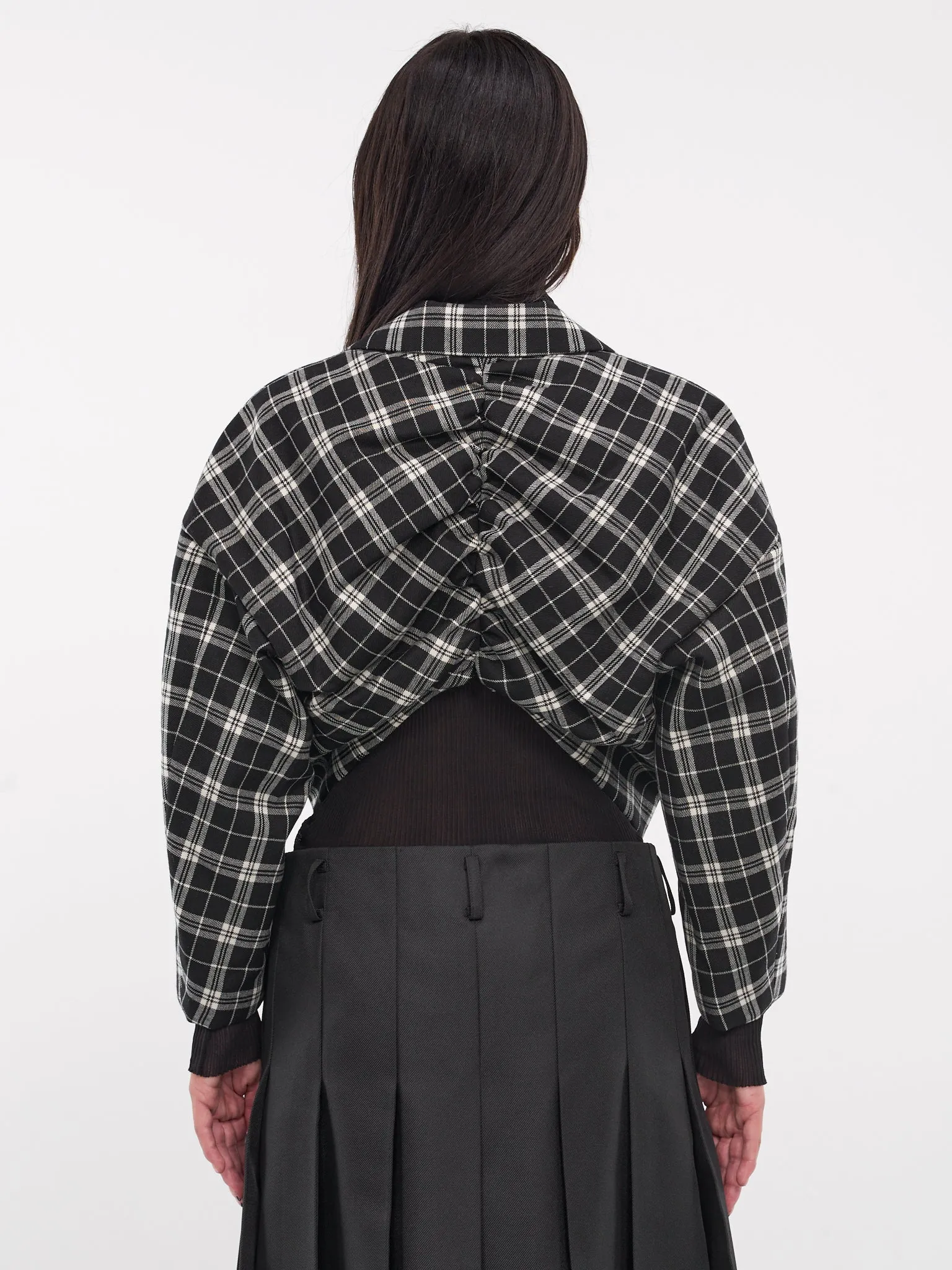 Ruched Plaid Blazer (3N-J005-051-PLAID)