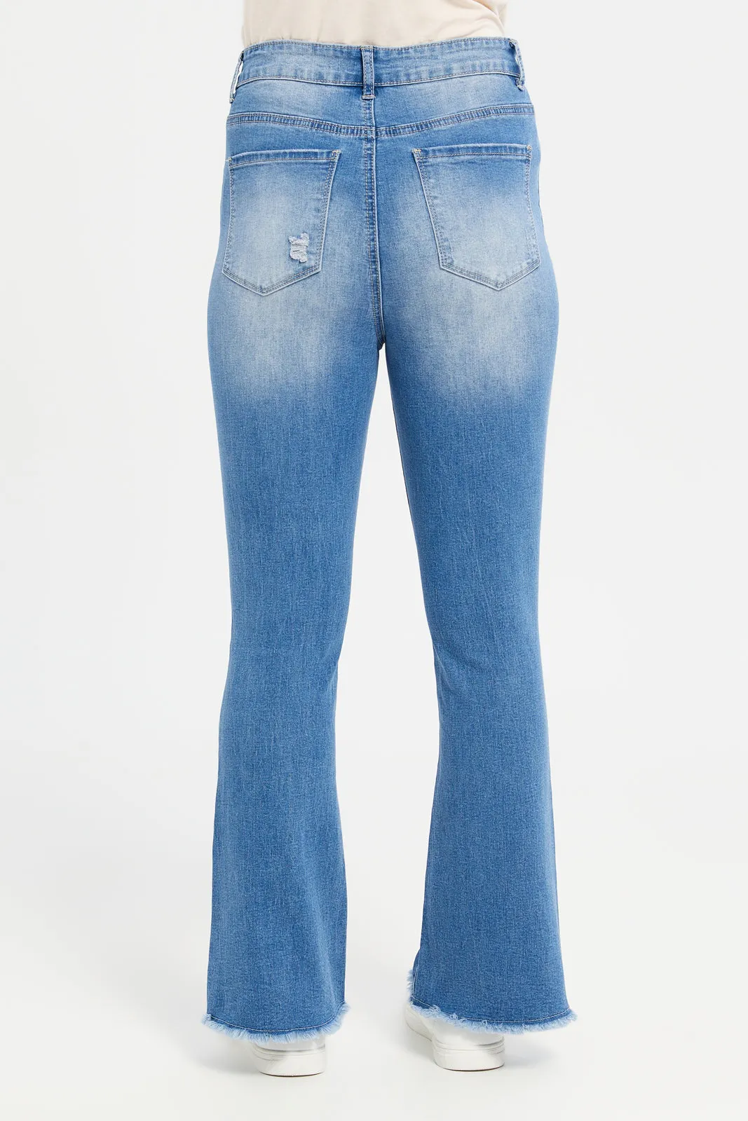 Senior Girls Blue Flared Hem Jeans