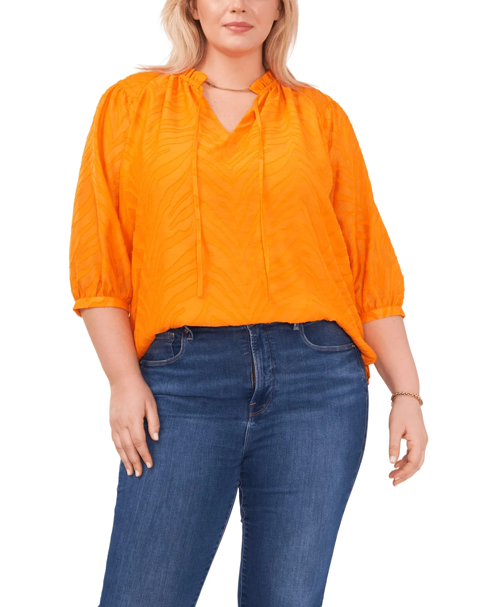 Serenity Puff Sleeve Blouse | SUNSET ORNG