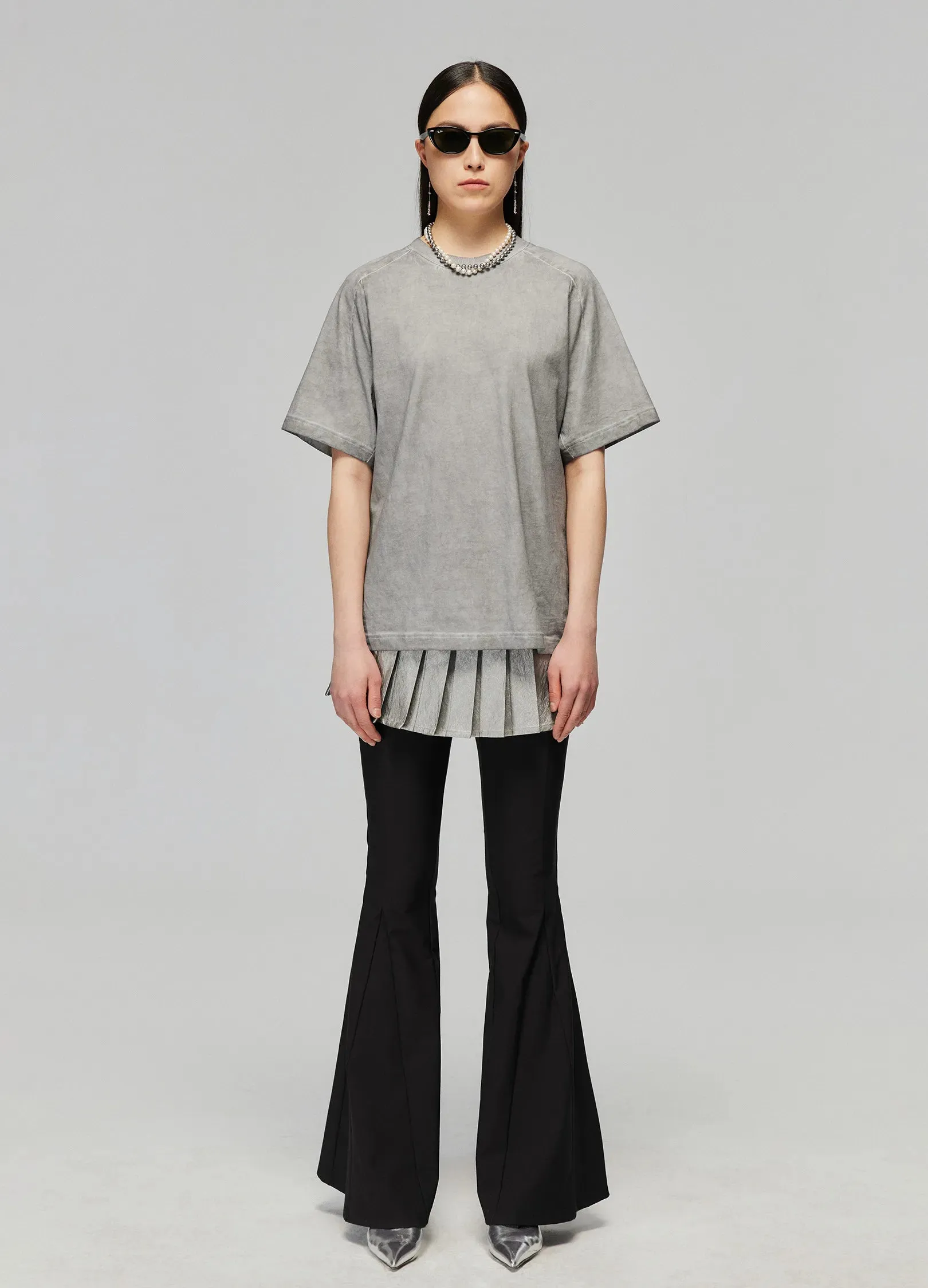 Slim Flared Elastic Trousers