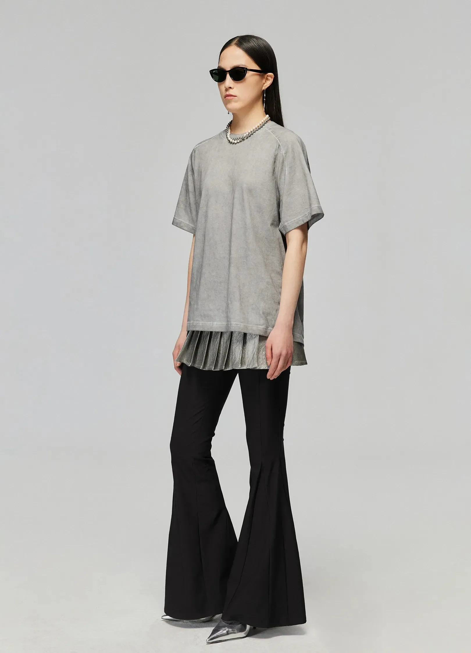 Slim Flared Elastic Trousers