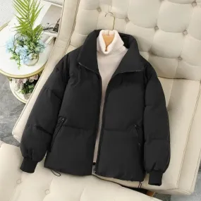 Solid Colour Stand Collar Warm Down Jacket