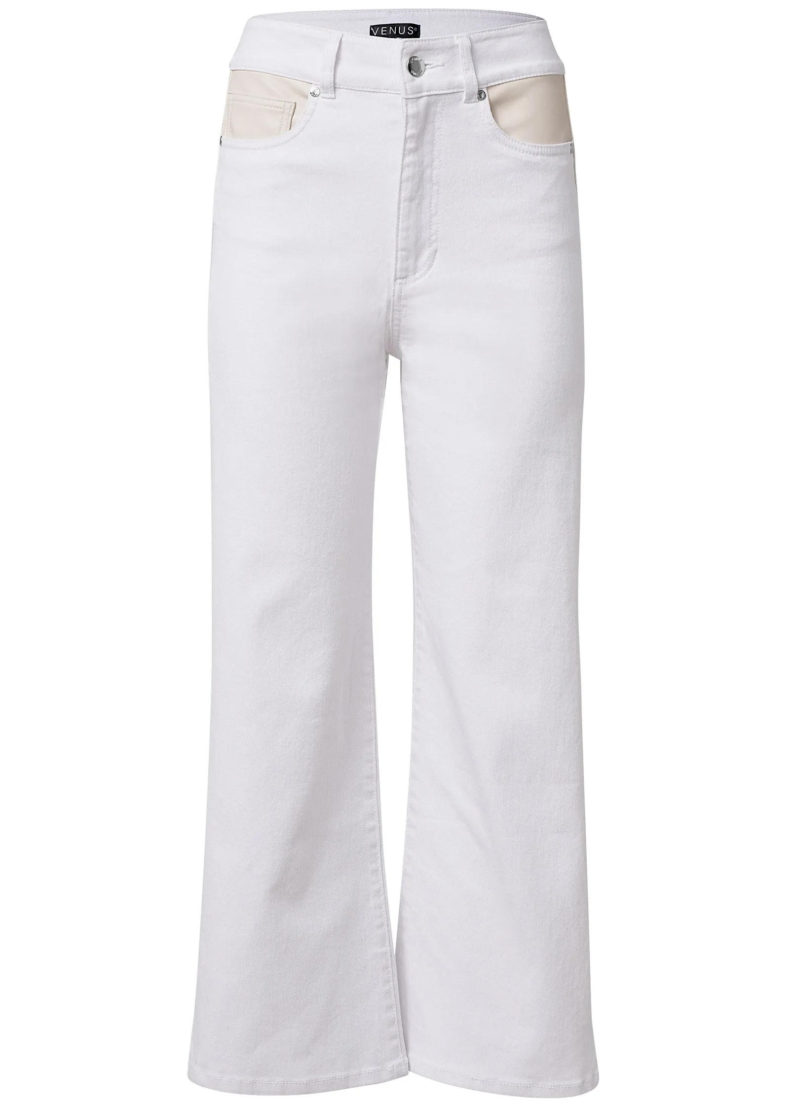 Straight Leg Panel Jeans - White Multi