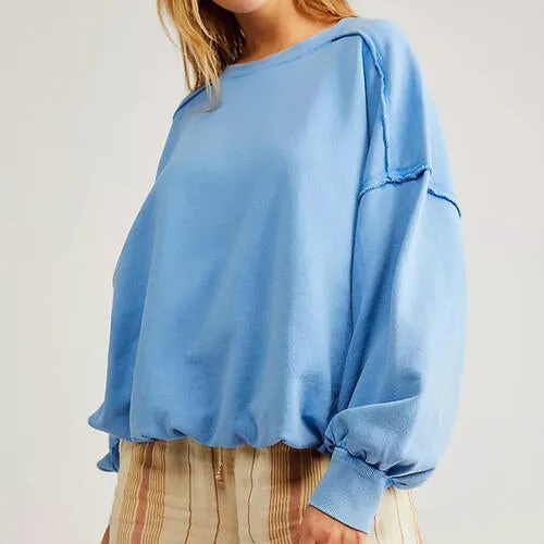 TastyHottie - Exposed Seam Dropped Shoulder Oversized Fashion  Sweatshirt