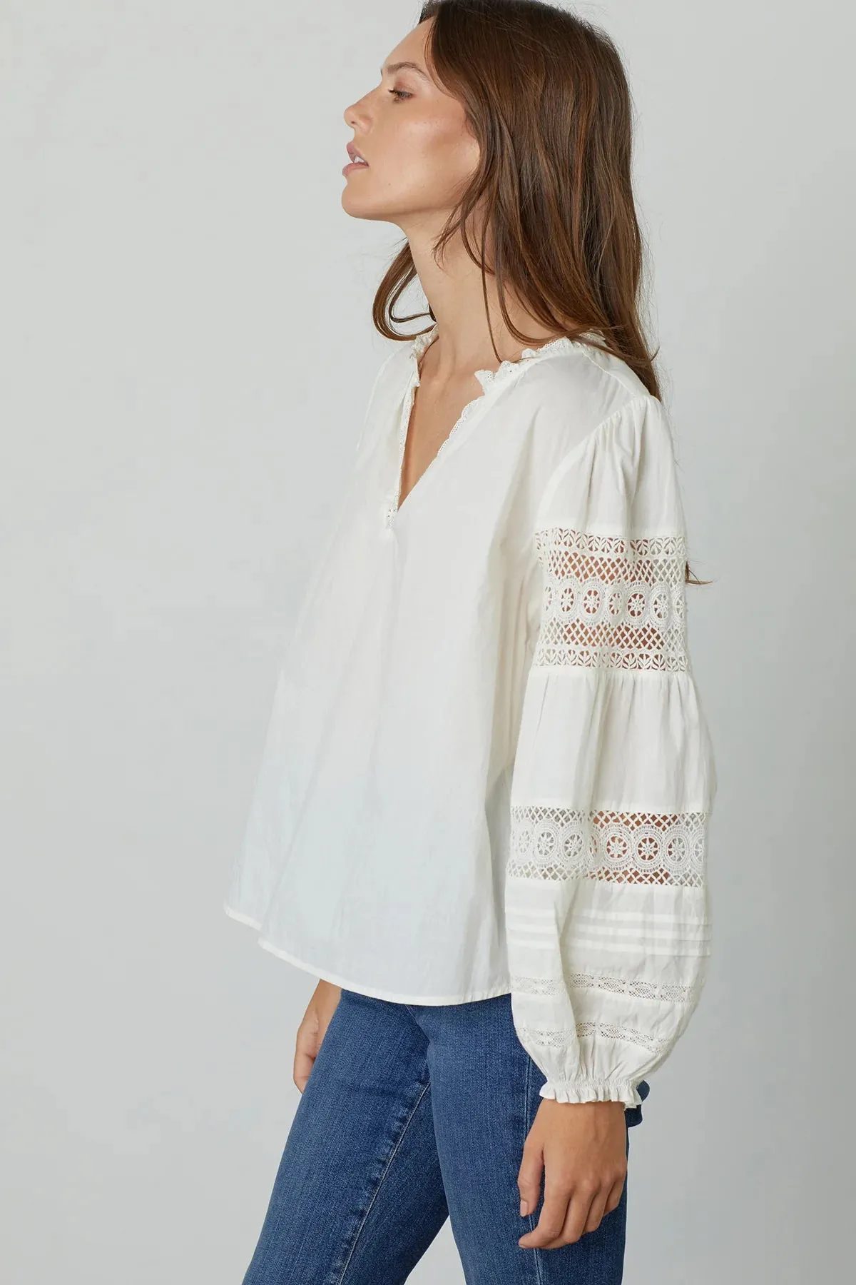 TAYLER Long Sleeve Top in White