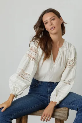 TAYLER Long Sleeve Top in White