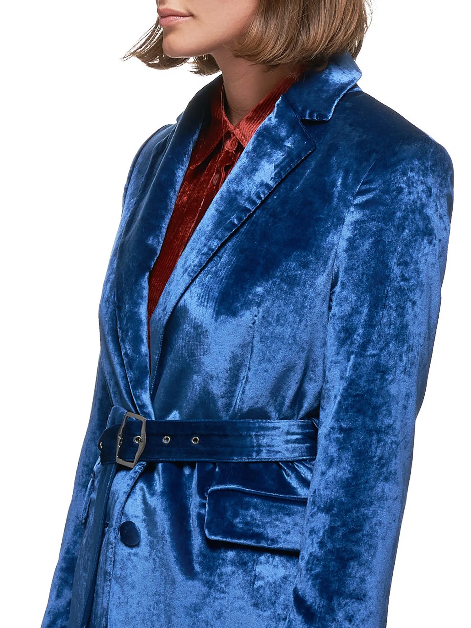 Terry Liquid Velvet Belted Blazer (14VV1002-L31-BLUE)