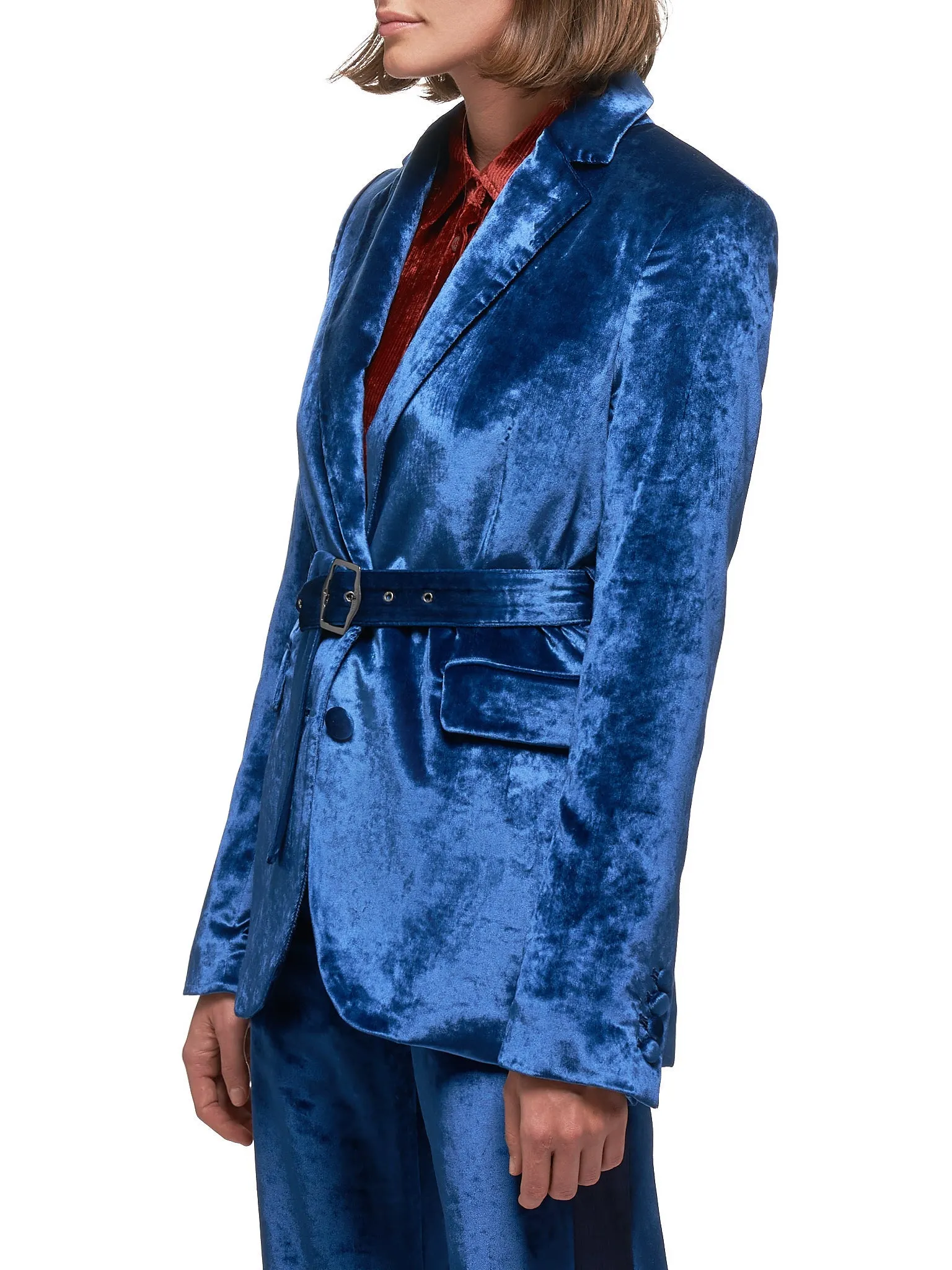 Terry Liquid Velvet Belted Blazer (14VV1002-L31-BLUE)