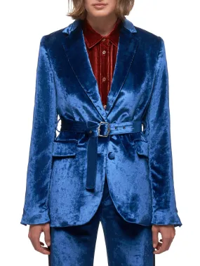 Terry Liquid Velvet Belted Blazer (14VV1002-L31-BLUE)