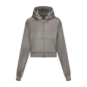 VELOUR HOODIE | GUNMETAL