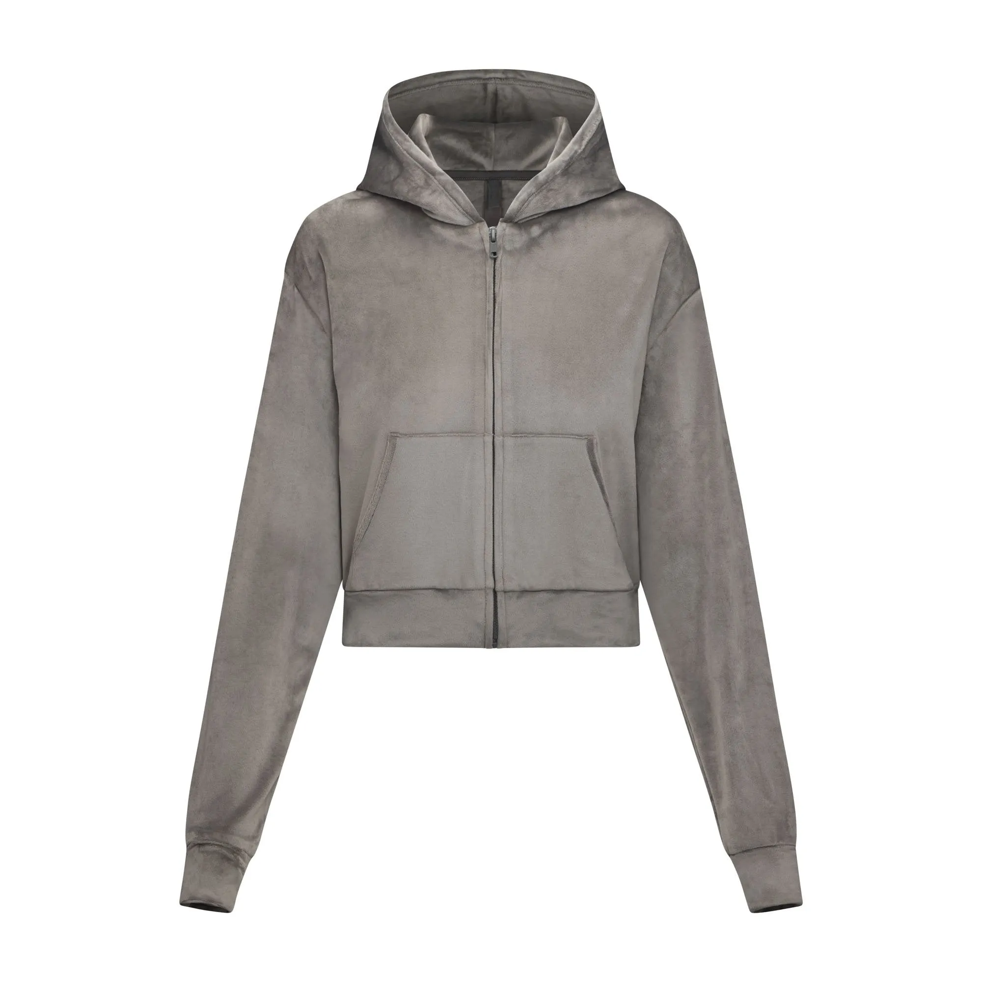 VELOUR HOODIE | GUNMETAL