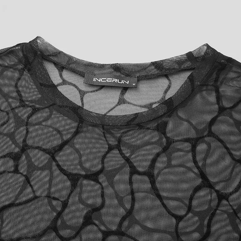 Water Geometric Patterned See-Through T-Shirts