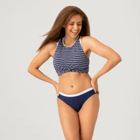 Women's Popcorn Stripe Twist Front Racerback Croptini Top